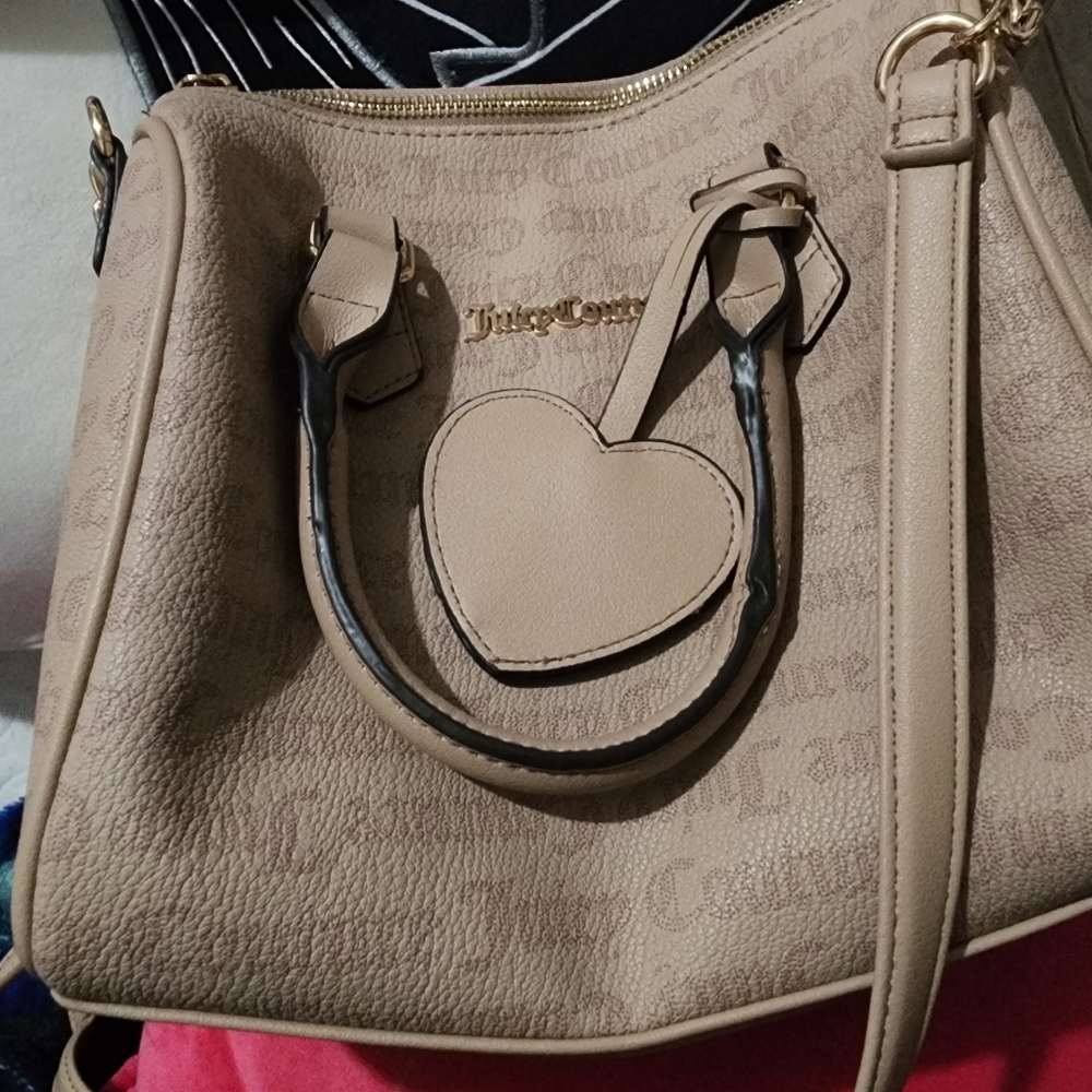 Juicy Couture Taupe Heart Accent Satchel